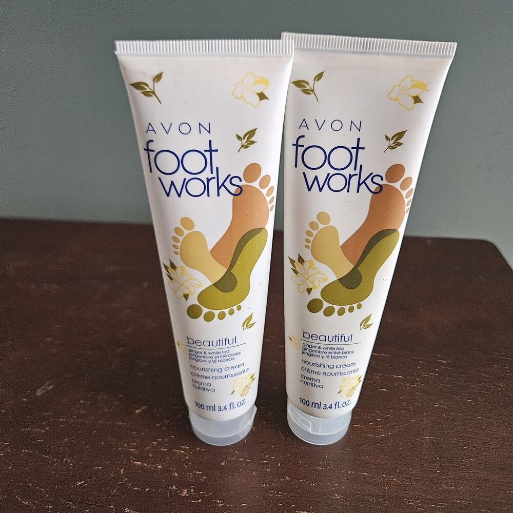 Avon Foot Works Beautiful Ginger & White Tea Clay Mask + Nourishing Cream Lot 2
